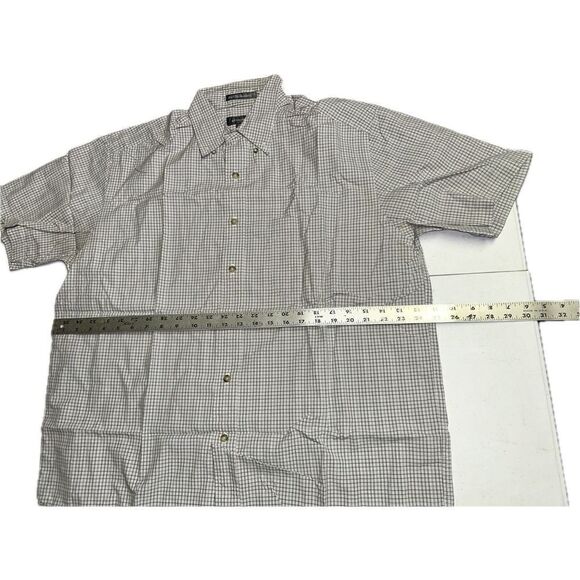 Eddie Bauer 80’s 2 Ply Broadcloth Black White Checkered Short Sleeve Men’s L - Picture 4 of 4
